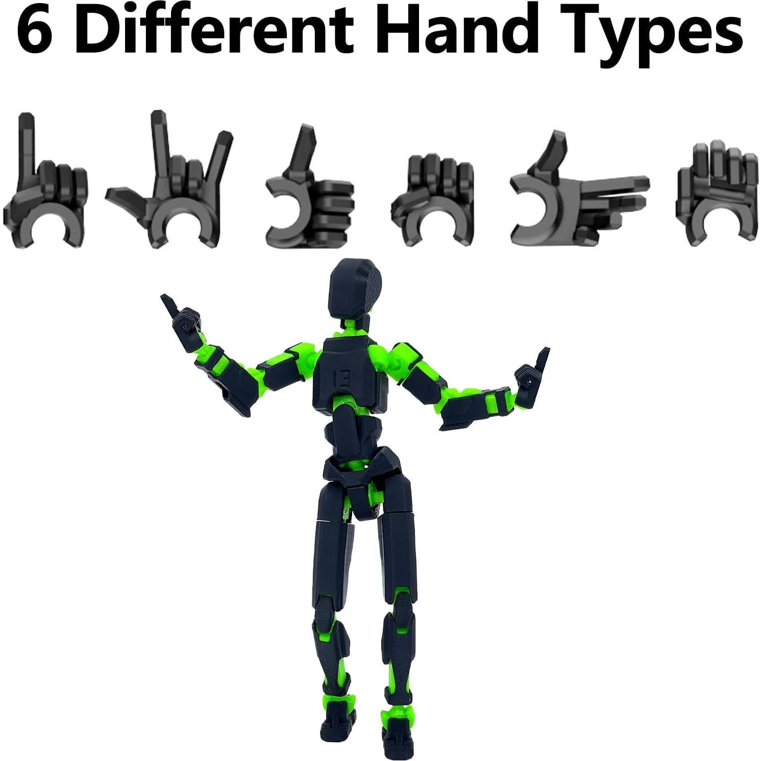 Figura de Acción Robot T13 Articulada 3D Qoopower Negro Verde