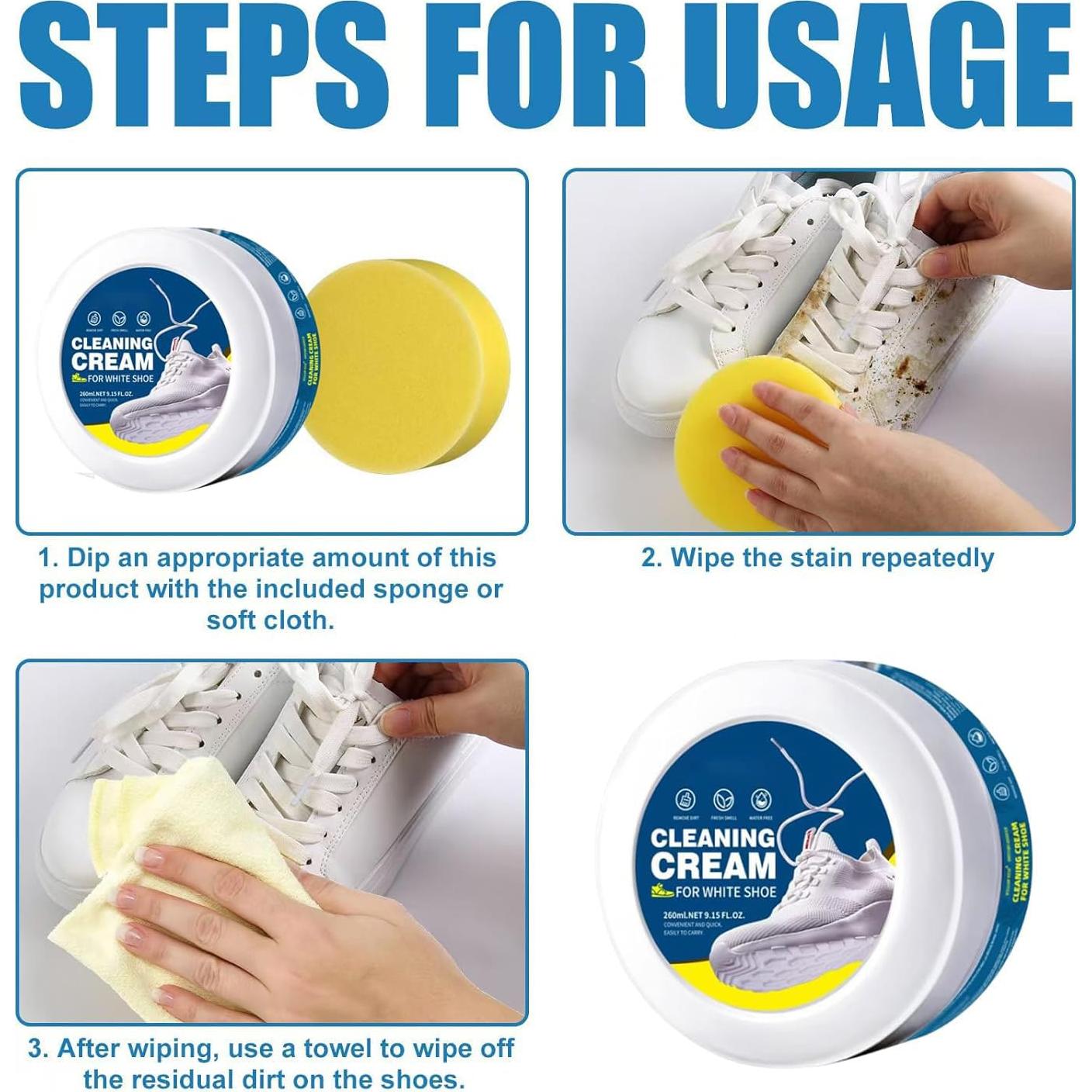 Crema Limpiadora Multifuncional para Zapatos Blancos 260g