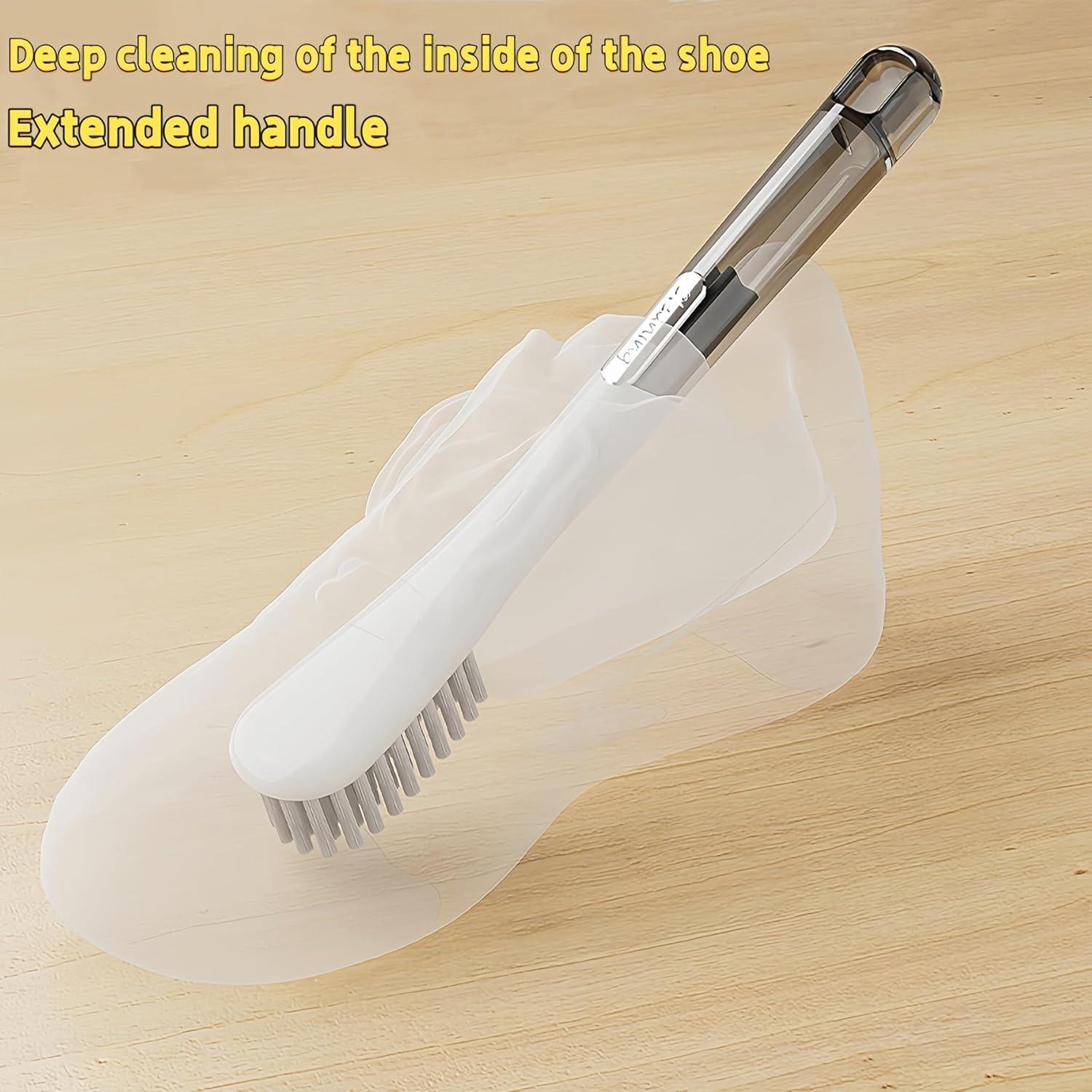 Paquete de 2 cepillos para zapatos Ganganmax - Mango largo ergonómico