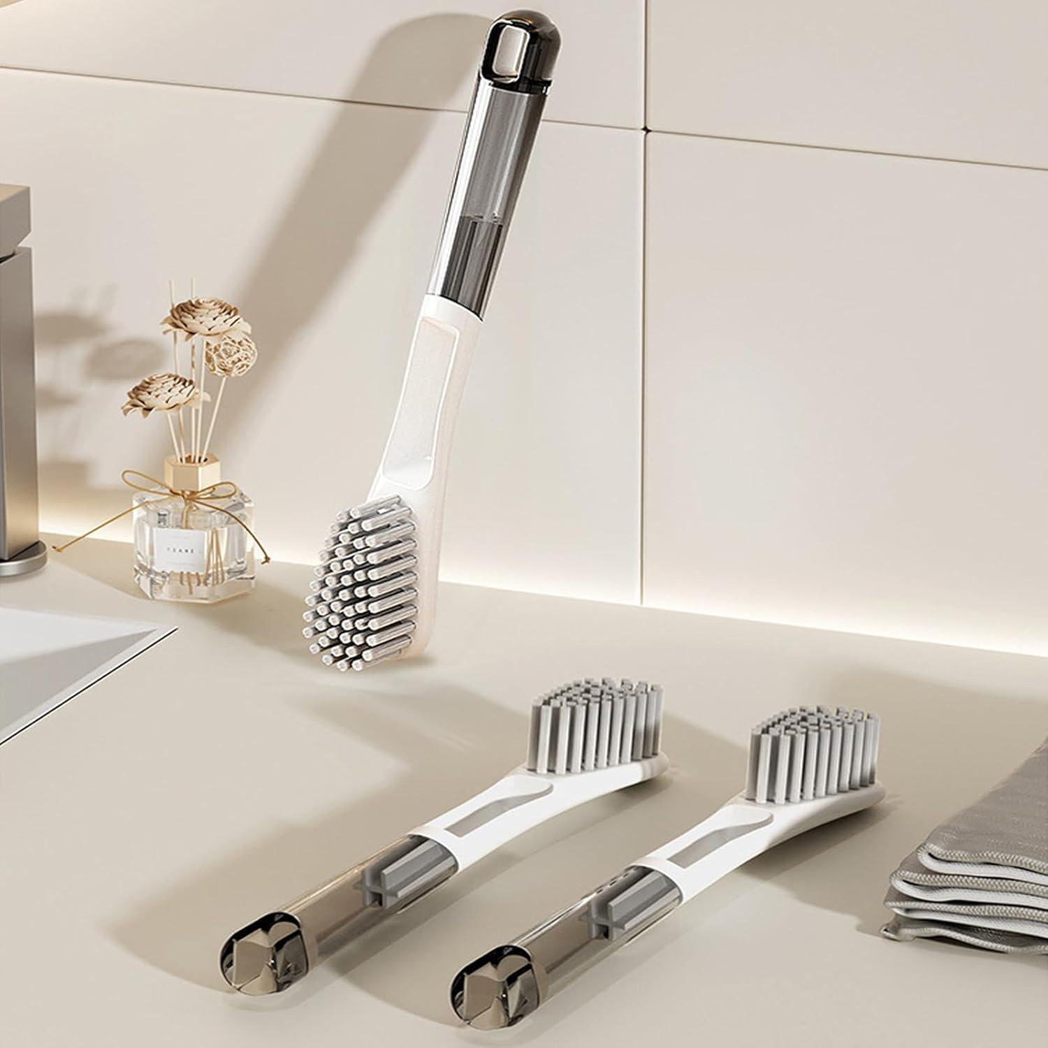 Paquete de 2 cepillos para zapatos Ganganmax - Mango largo ergonómico