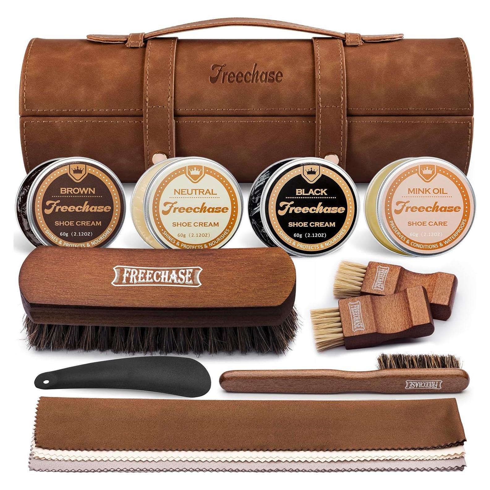 Kit de Cuidado de Zapatos de Cuero 13 Piezas Marrón