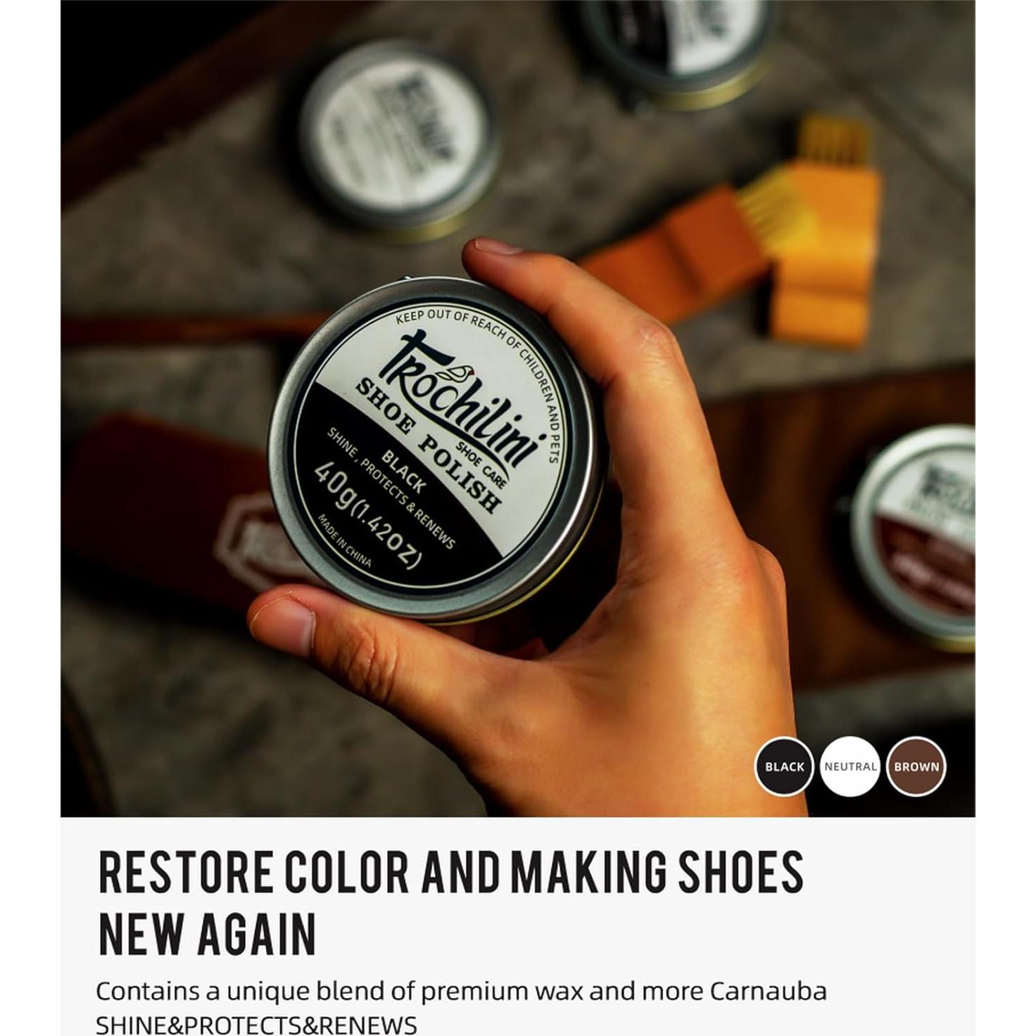 Kit de Cuidado de Zapatos 13 Piezas - Betún, Aceite y Cepillos