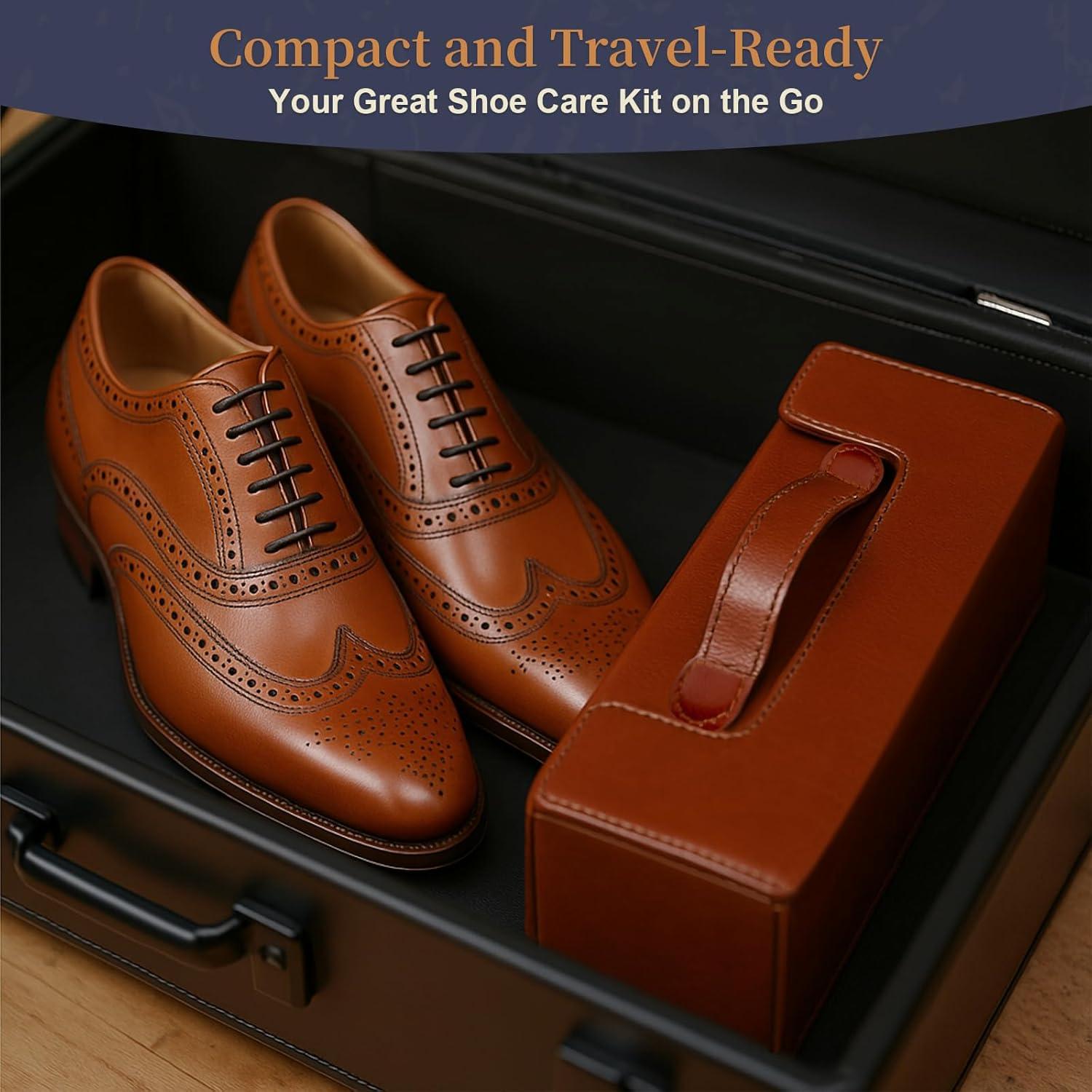 Kit de Cuidado de Zapatos BEE&FLOWER 15PCS con Cepillo y Estuche