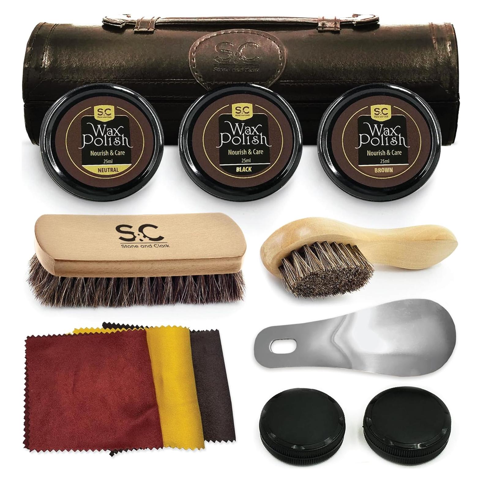 Kit de Cuidado y Pulido de Zapatos Original - Brillo Marrón, Negro y Neutro