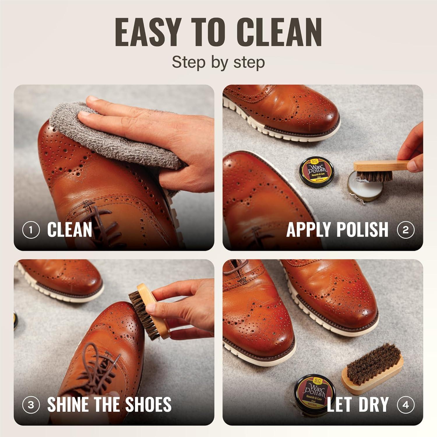 Kit de Cuidado y Pulido de Zapatos Original - Brillo Marrón, Negro y Neutro