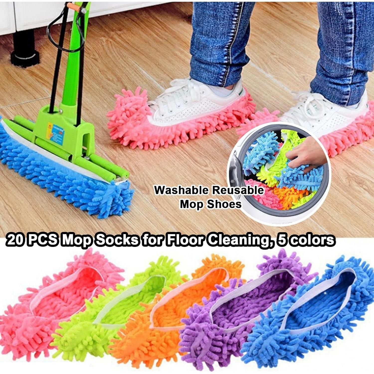 20 Piezas Zapatillas de Mopa Reutilizables Microfibra Chenilla