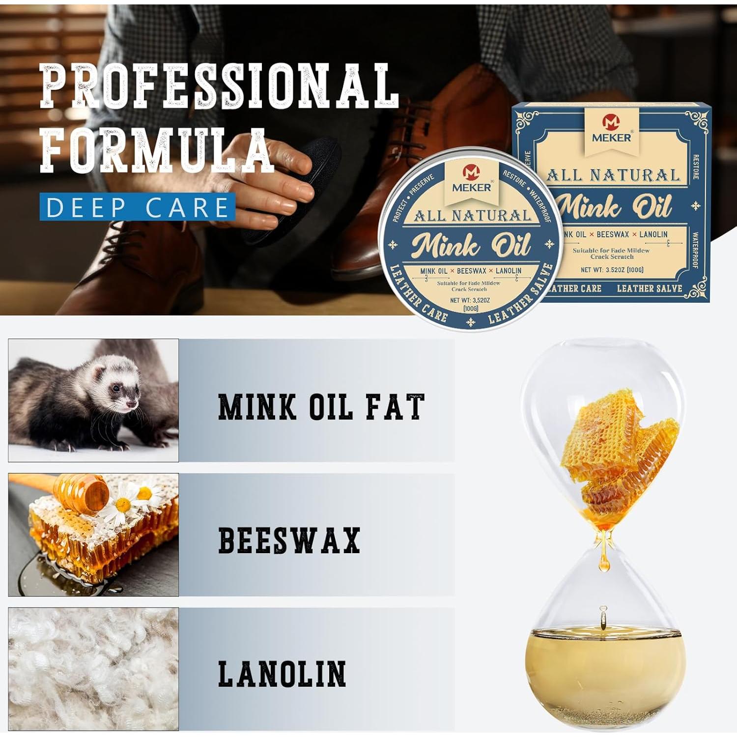 MEKER Aceite de Visón 100g - Acondicionador para Cuero