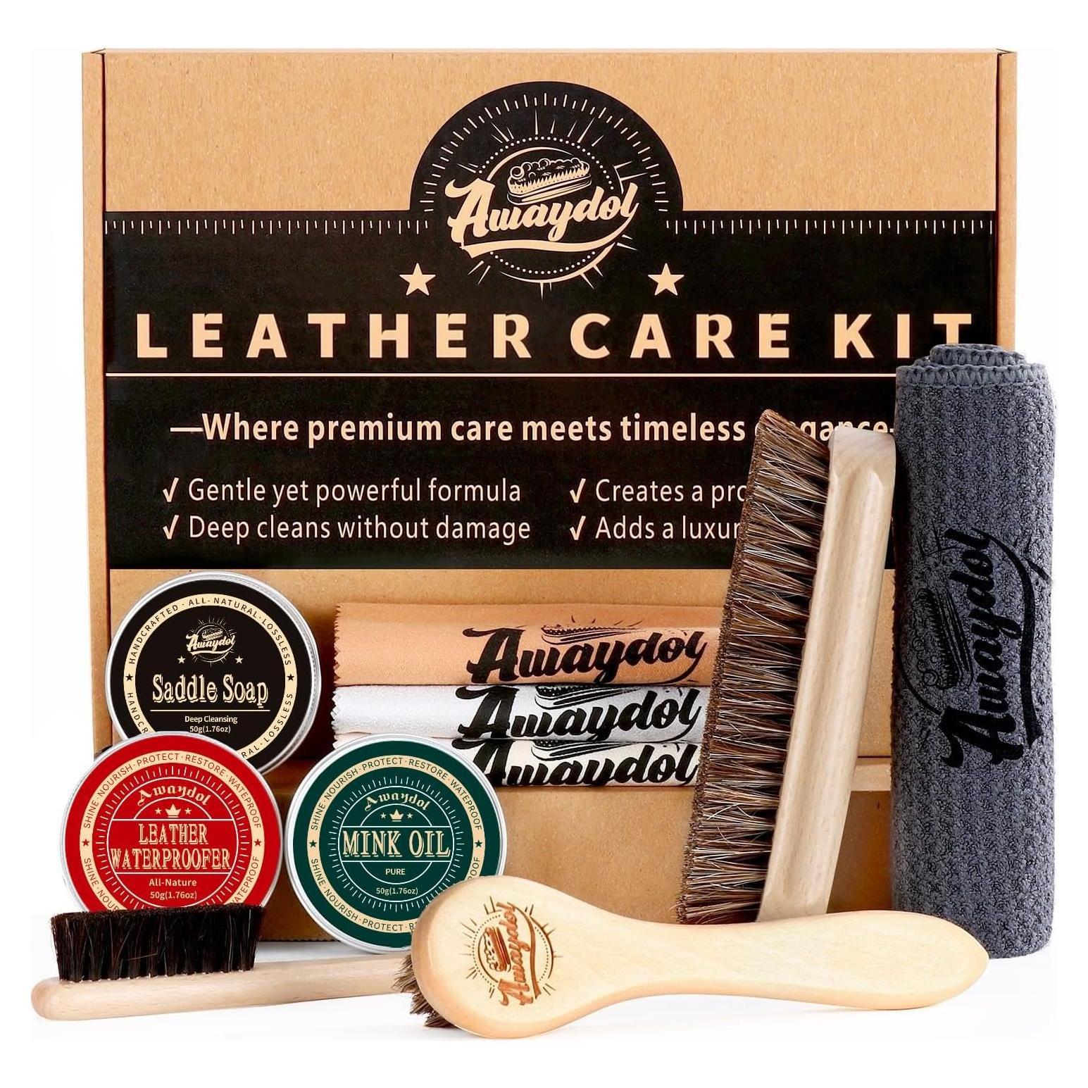 Kit de Cuidado de Cuero Awaydol 10 Piezas - Limpieza y Protección
