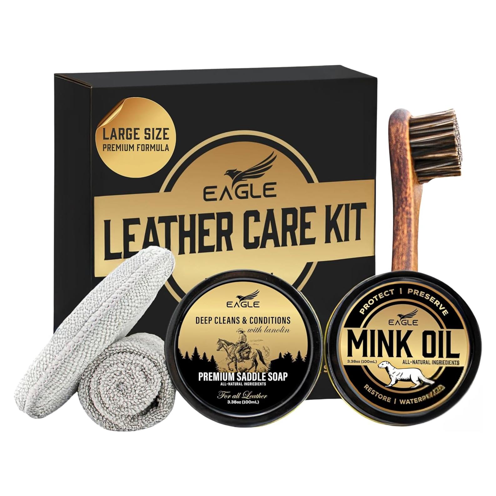 Kit de Cuidado de Cuero Eagle - Jabón de Montura y Aceite de Mink