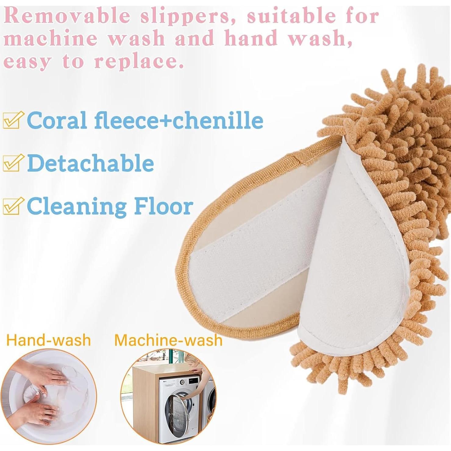 Zapatillas de Mopa de Microfibra Caqui para Limpiar