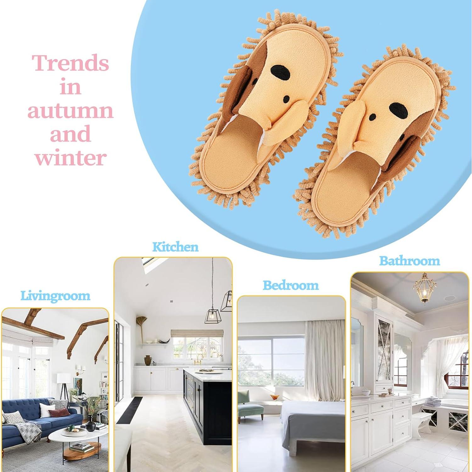 Zapatillas de Mopa de Microfibra Caqui para Limpiar