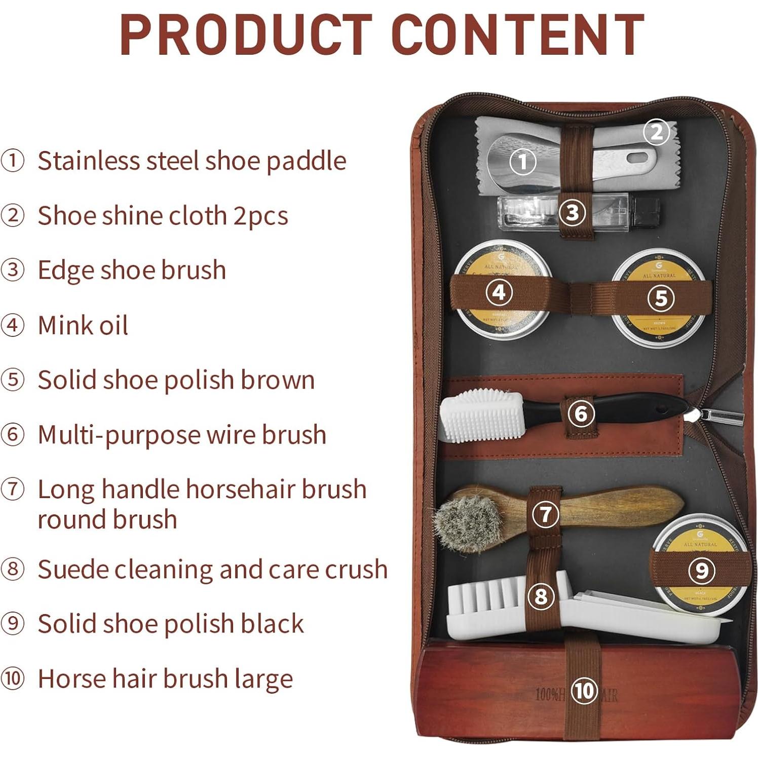 Kit de Brillo para Zapatos y Botas de Cuero 12 Piezas