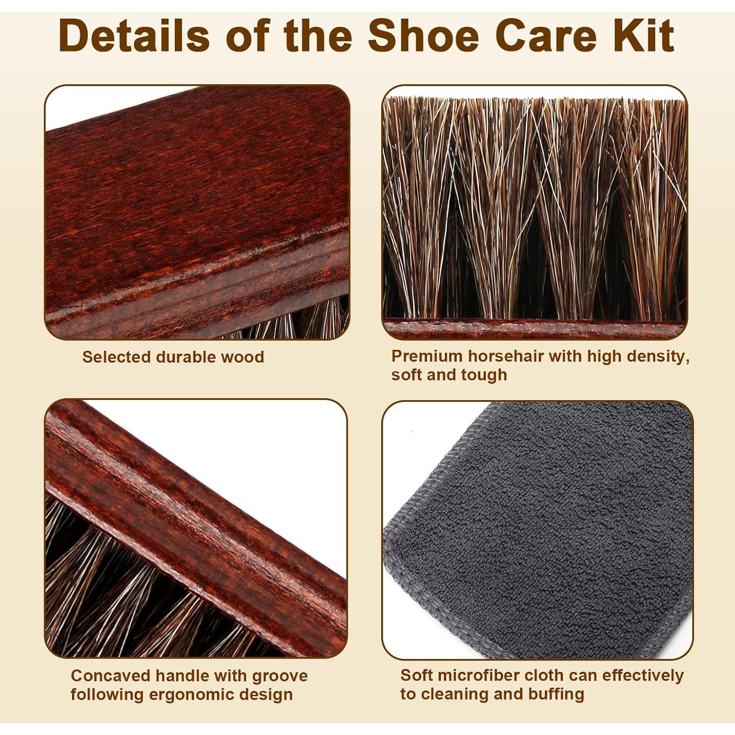 Kit de Cepillos para Zapatos de Cuero Lyssra 4 Piezas Premium