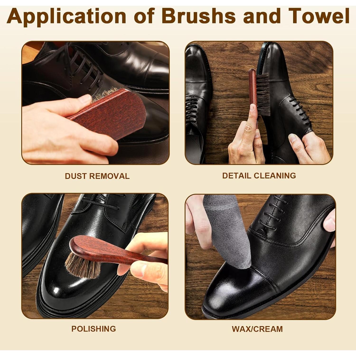 Kit de Cepillos para Zapatos de Cuero Lyssra 4 Piezas Premium