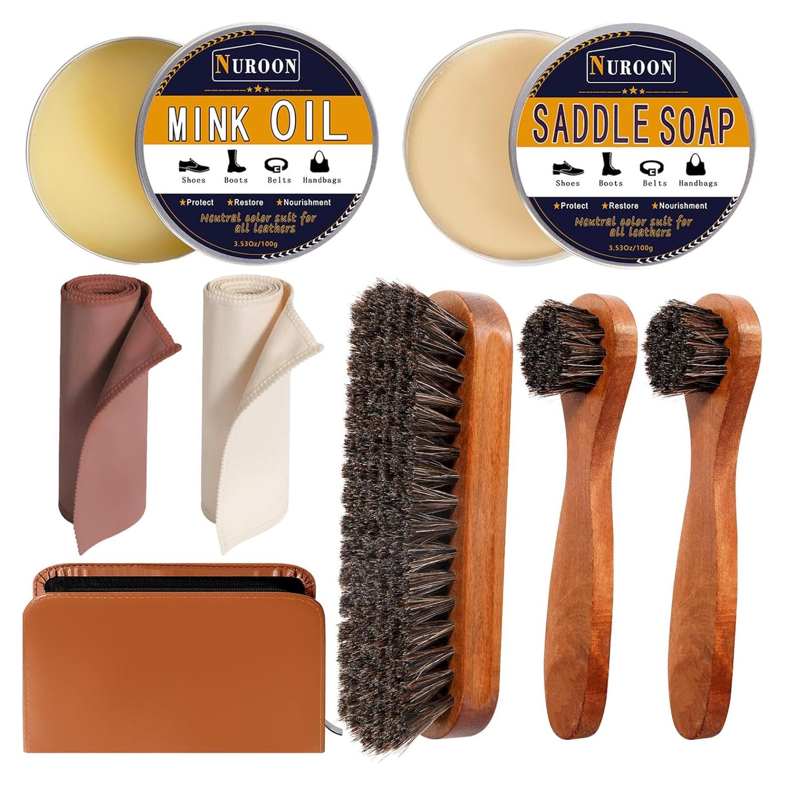 Kit de Cuidado de Zapatos NUROON - Jabón, Aceite y Cepillos