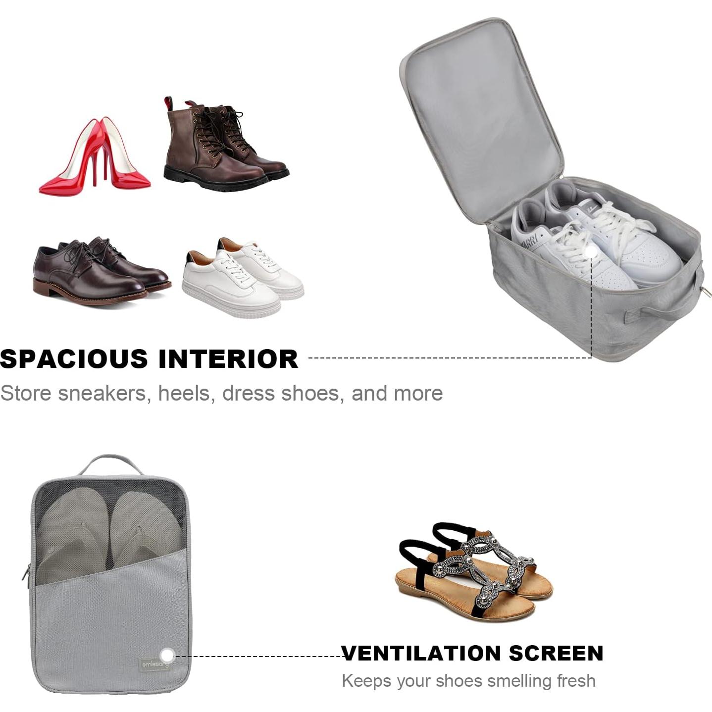 Bolsa de Viaje para Zapatos Emissary - Impermeable, 3 Pares, Gris