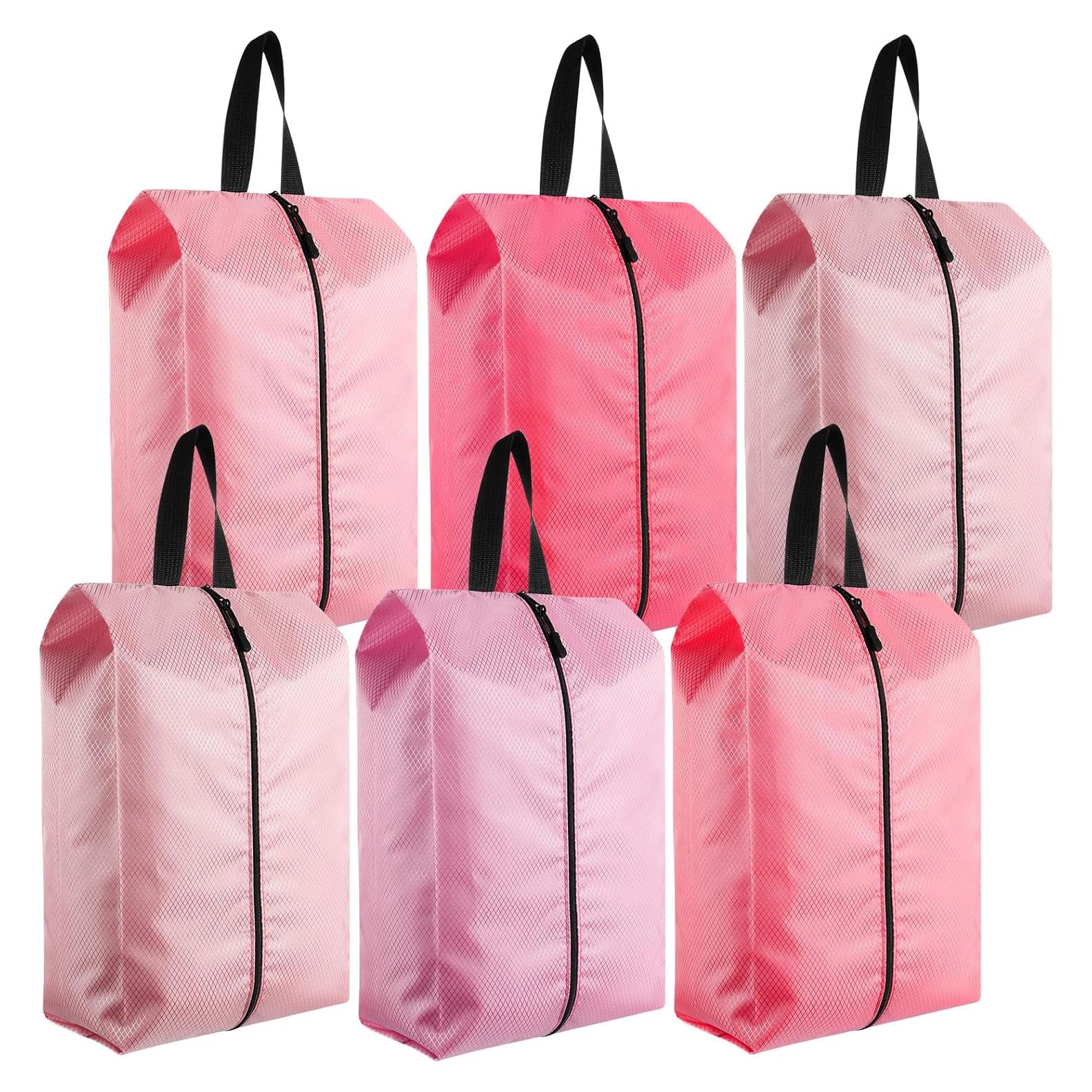 6 Bolsas de Zapatos de Viaje Bulyoou Nylon Rosa 42x22x12 cm