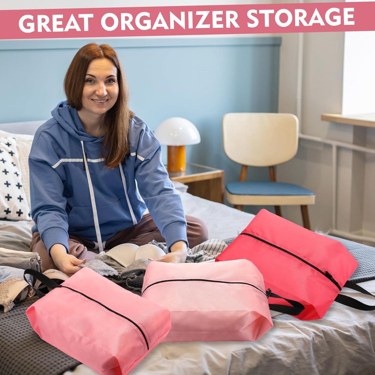 6 Bolsas de Zapatos de Viaje Bulyoou Nylon Rosa 42x22x12 cm