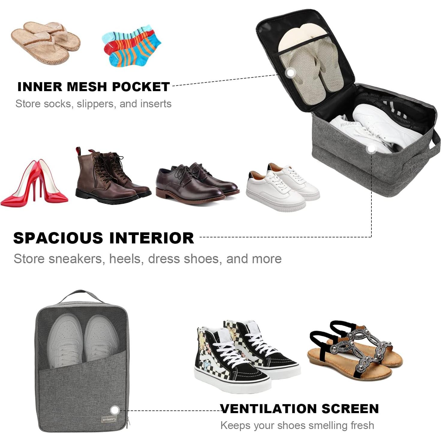 Bolsa de Zapatos Impermeable Emissary Grande Gris - 3 Pares