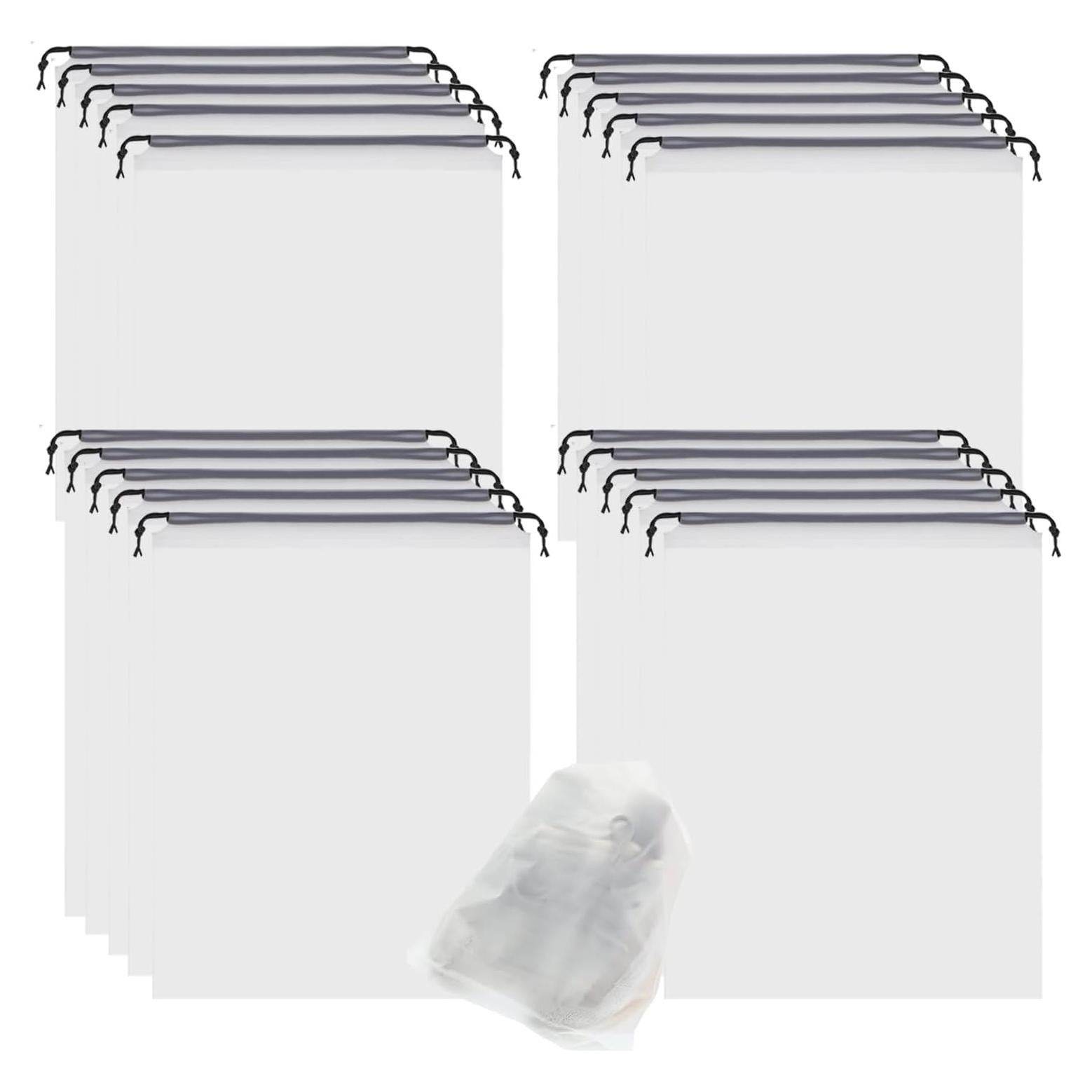 20 Bolsas Transparentes para Zapatos de Viaje 40x30 cm