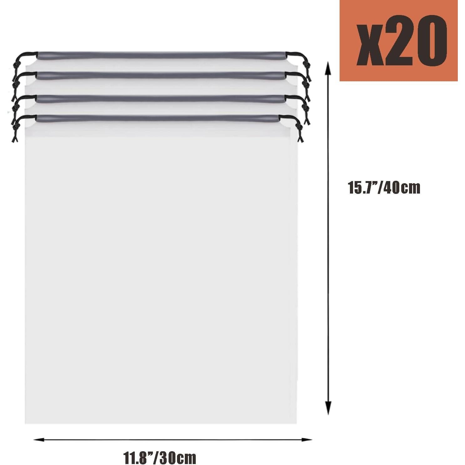 20 Bolsas Transparentes para Zapatos de Viaje 40x30 cm