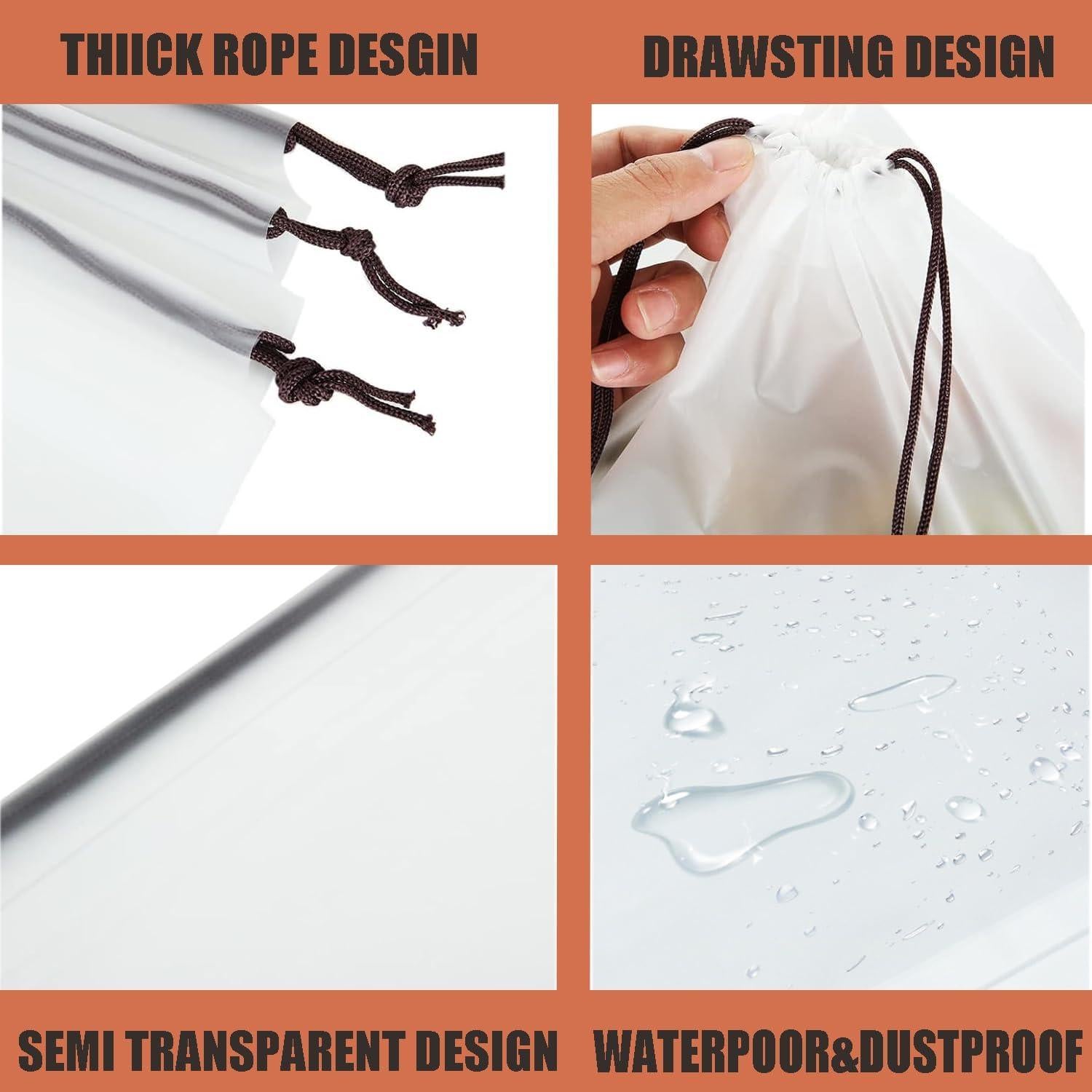 20 Bolsas Transparentes para Zapatos de Viaje 40x30 cm