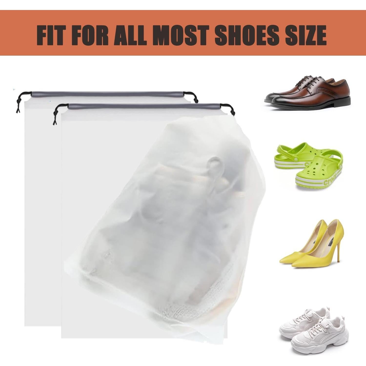 20 Bolsas Transparentes para Zapatos de Viaje 40x30 cm