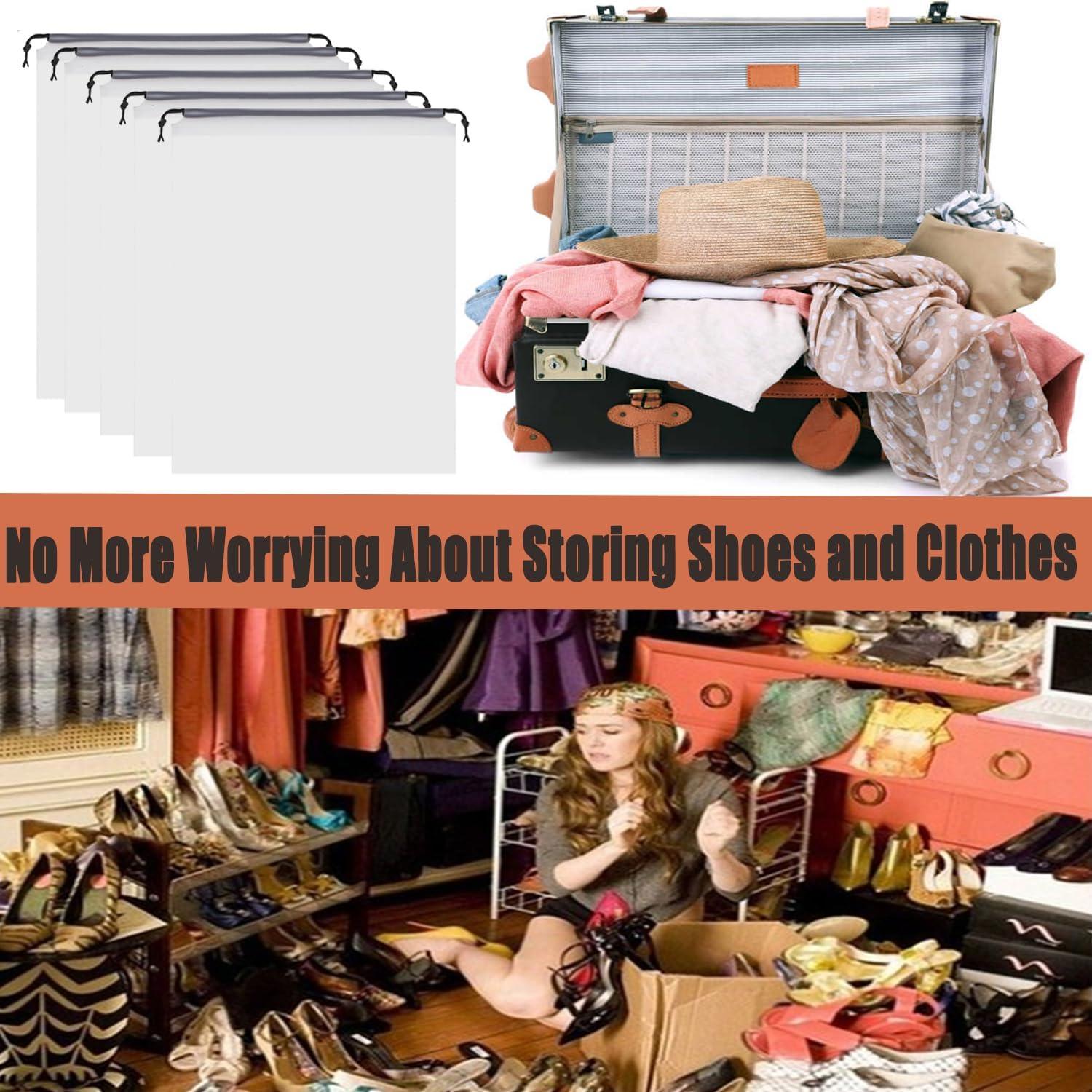 20 Bolsas Transparentes para Zapatos de Viaje 40x30 cm