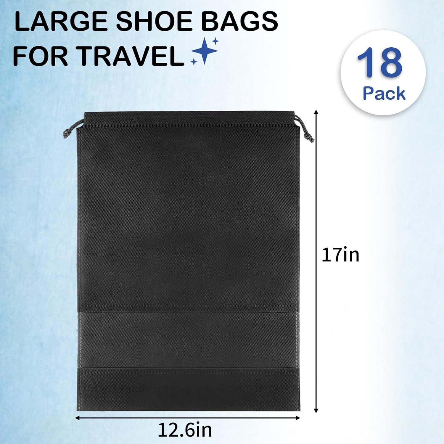 Paquete de 18 bolsas de zapatos de viaje negras 32x44 cm