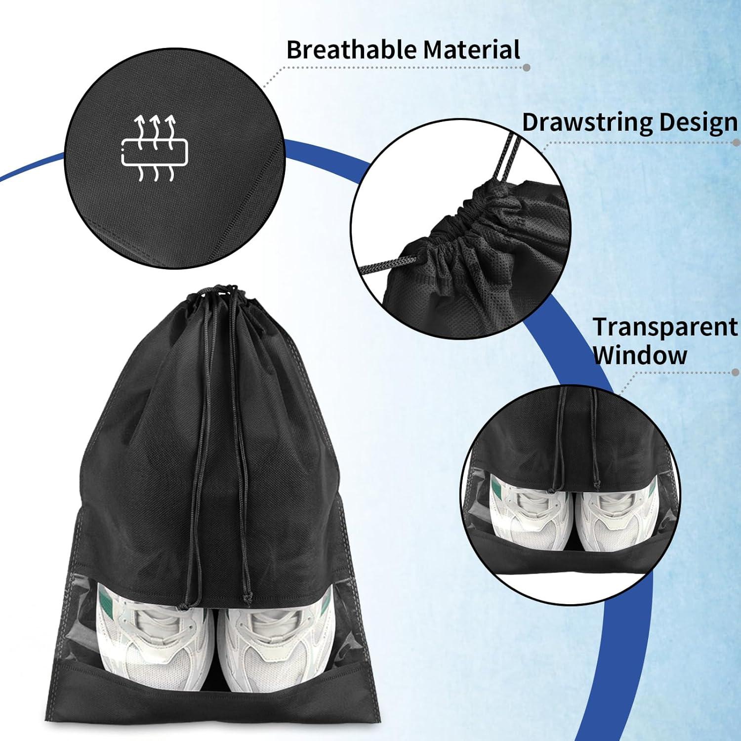 Paquete de 18 bolsas de zapatos de viaje negras 32x44 cm