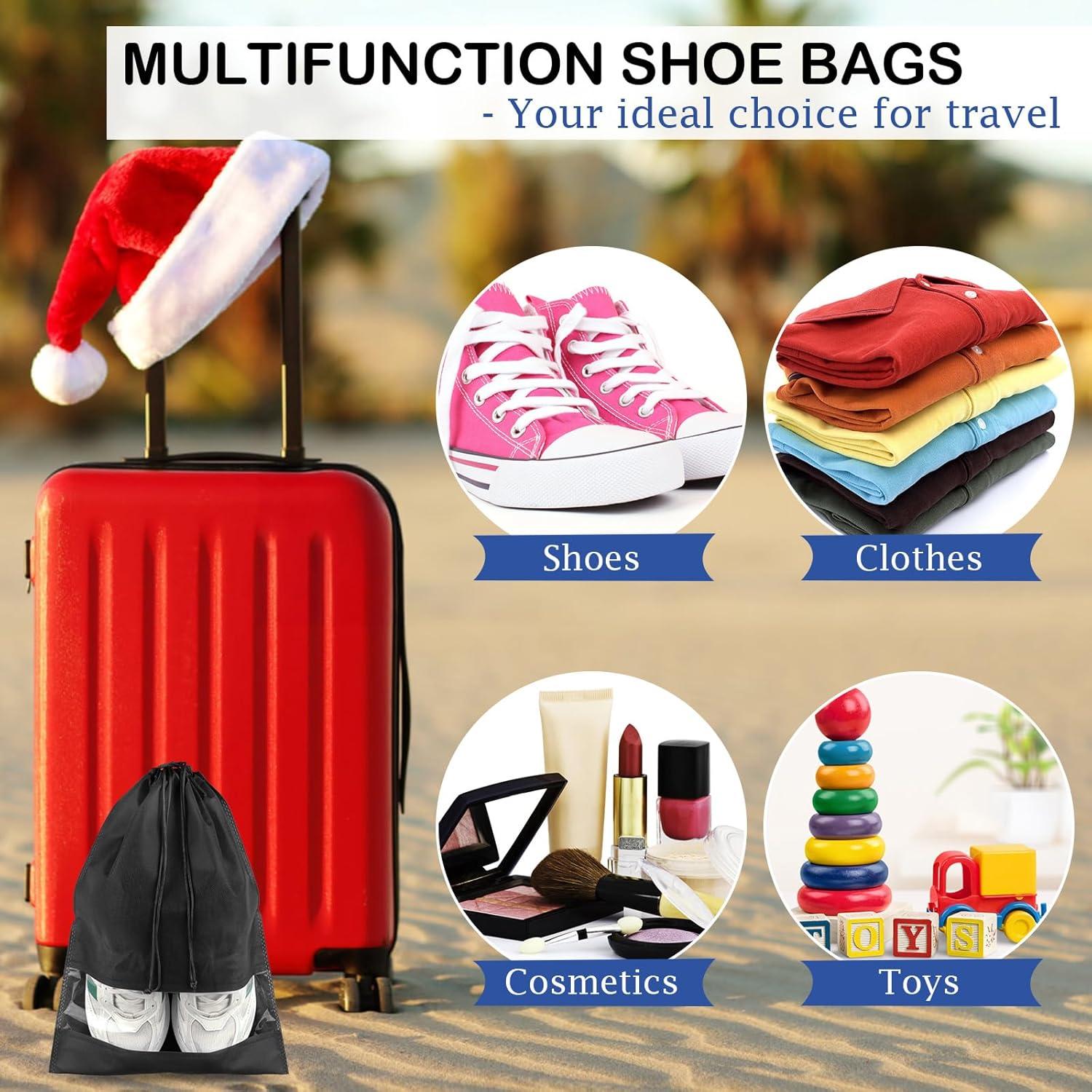 Paquete de 18 bolsas de zapatos de viaje negras 32x44 cm