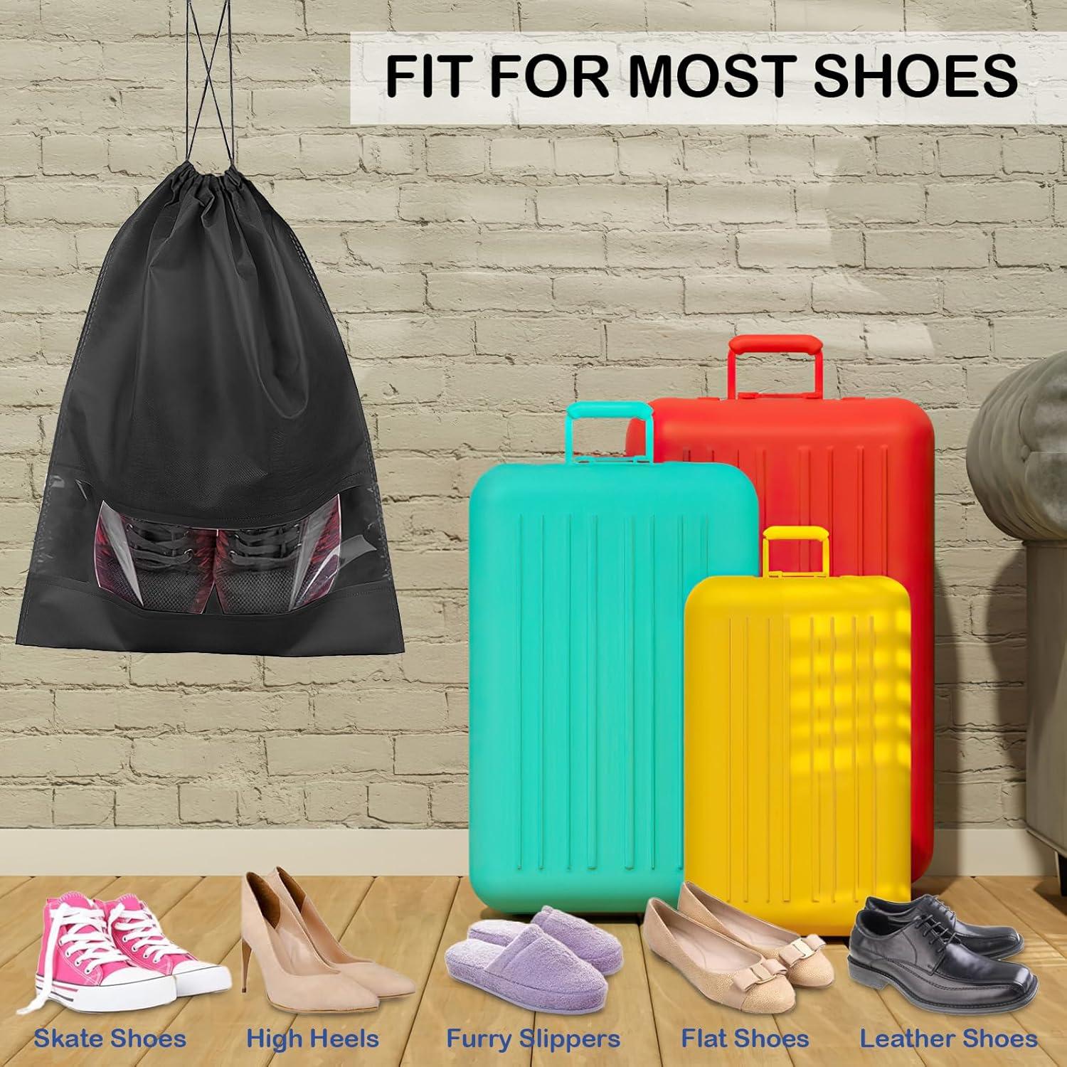 Paquete de 18 bolsas de zapatos de viaje negras 32x44 cm