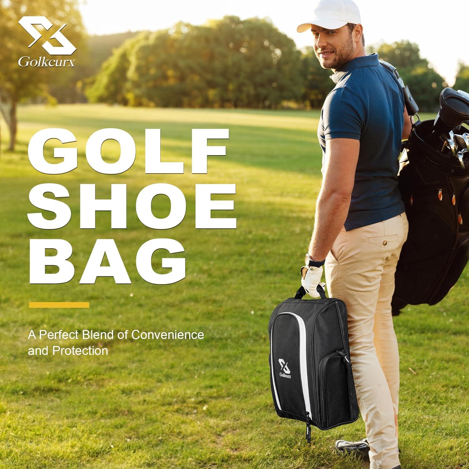 Bolsa de Zapatos de Golf Golkcurx Negra para Viaje 35.6x15.2cm