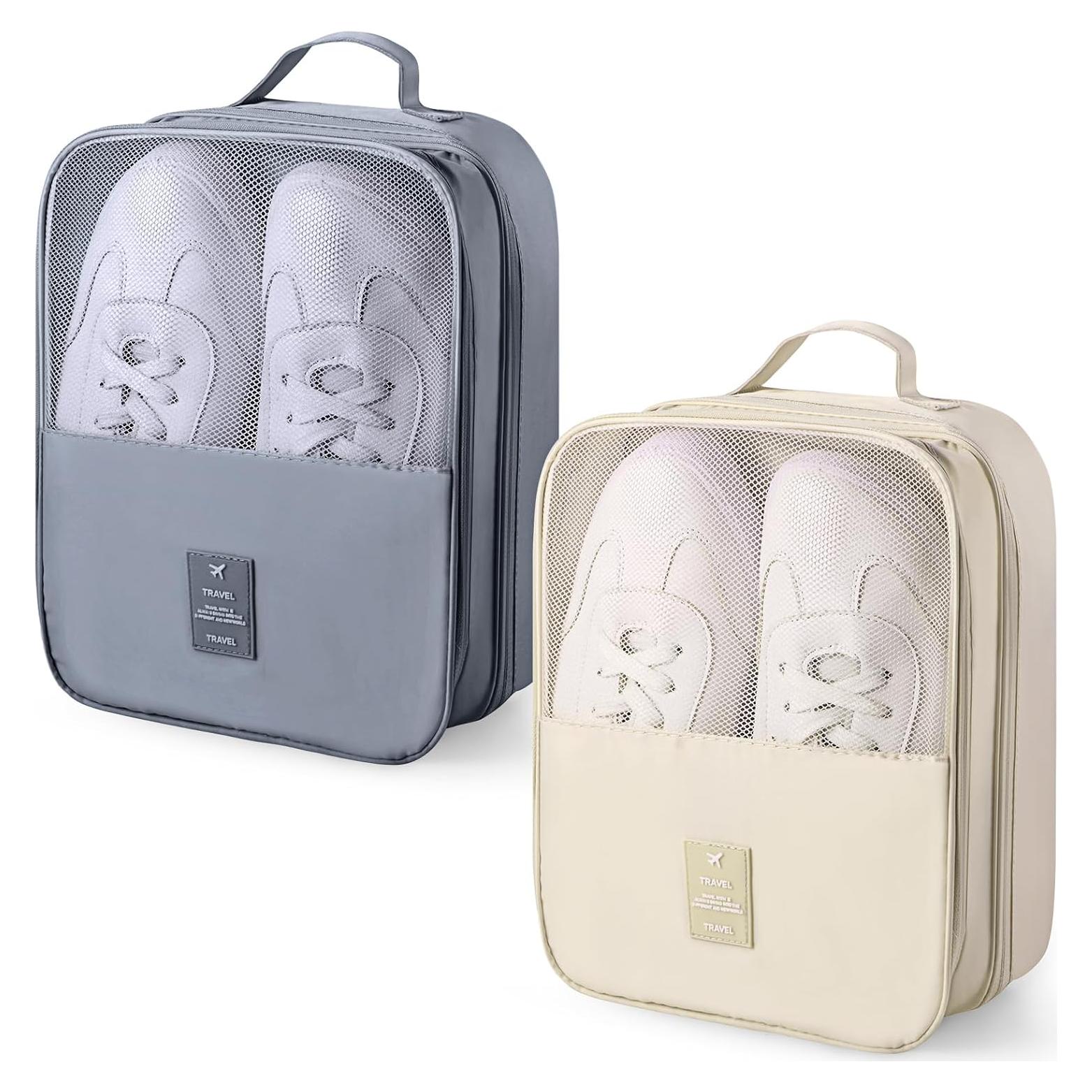 Bolsas de Zapatos de Viaje Windyun - 2 Pcs, Gris y Beige