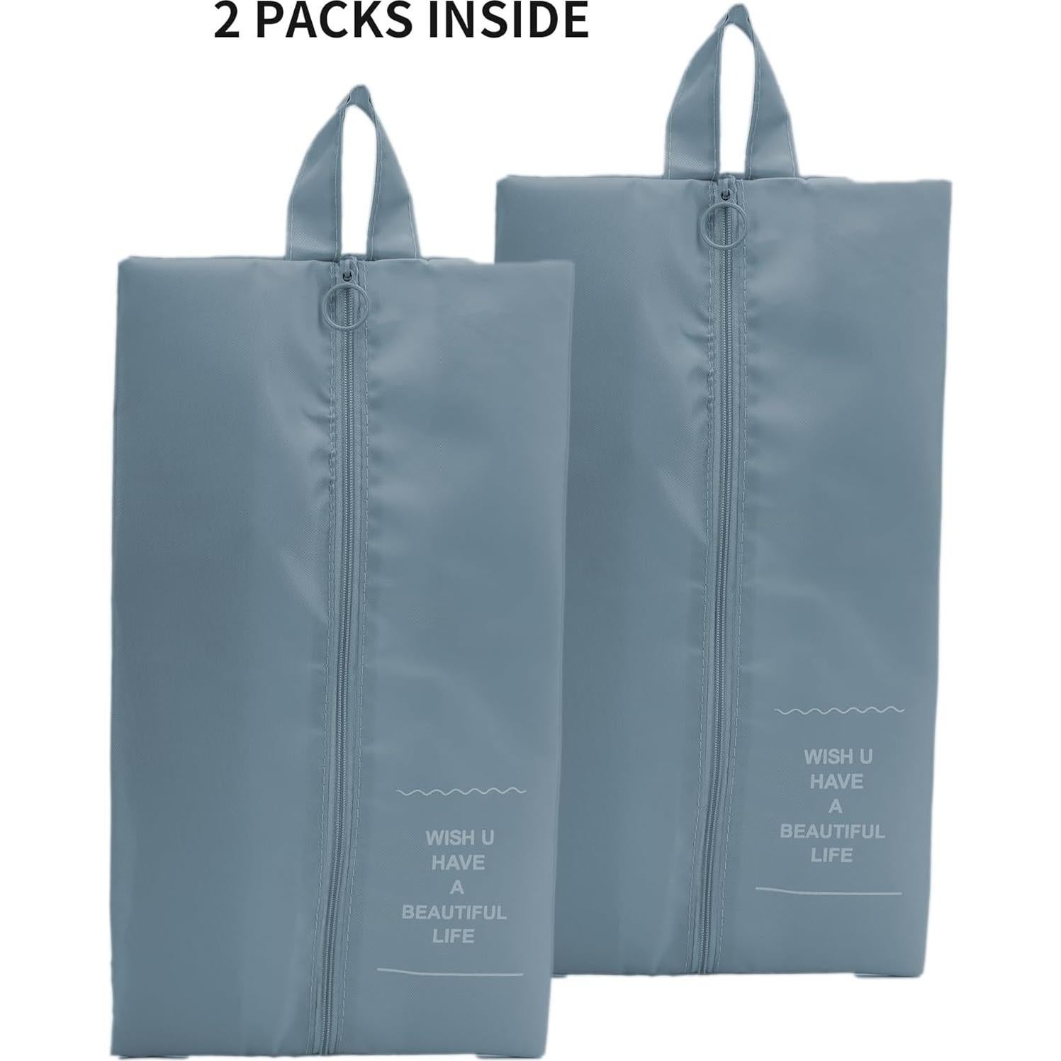 Bolsas para zapatos de viaje impermeables 2 unidades Azul Gris