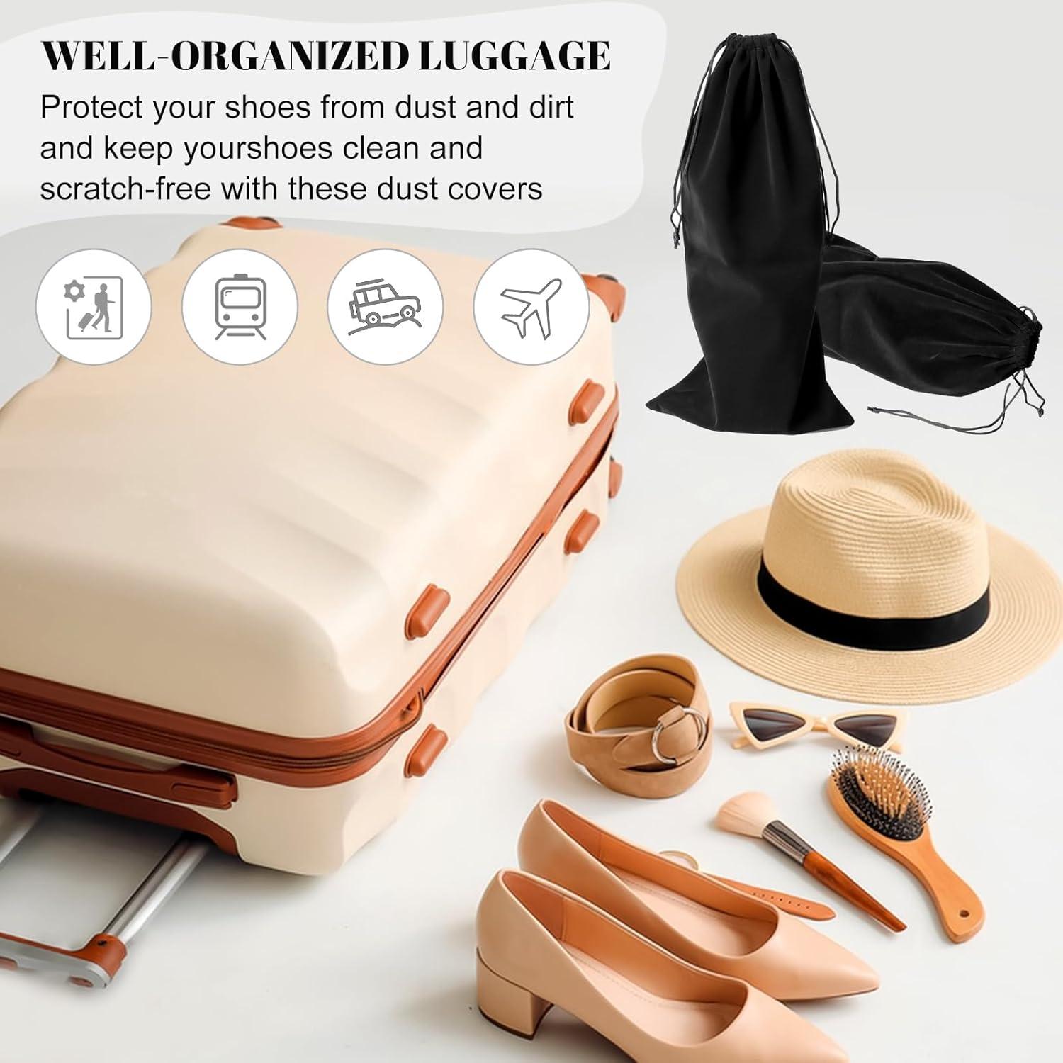 Bolsas de Polvo para Zapatos Flanela Negra 4 Unidades 20x43 cm