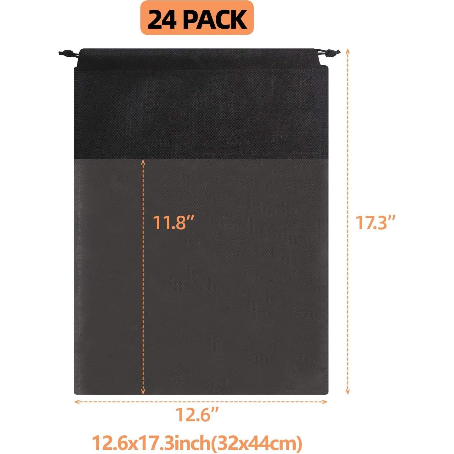 Paquete de 24 bolsas de zapatos portátiles negras 32x44 cm