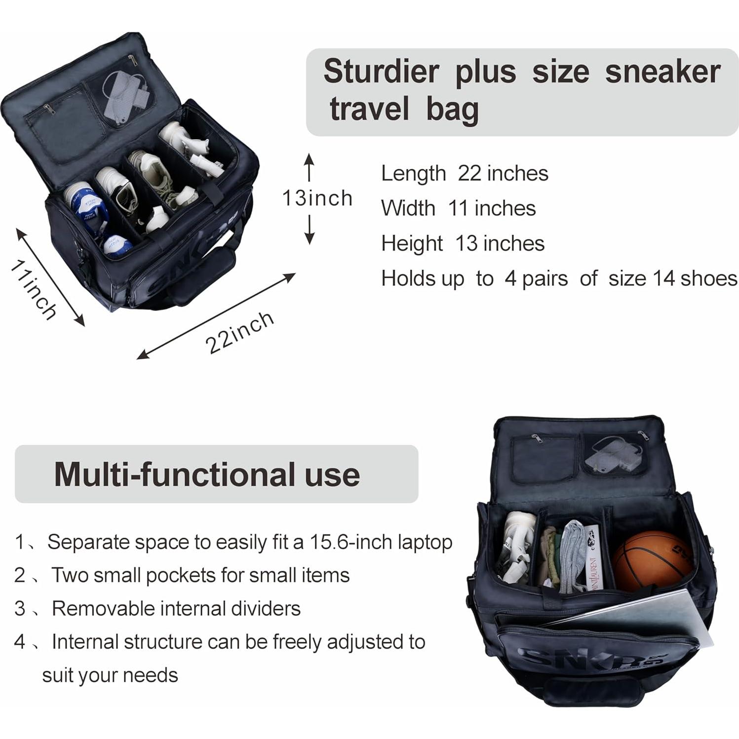 Bolsa de Viaje para Zapatillas Impermeable Negro - 4 Pares