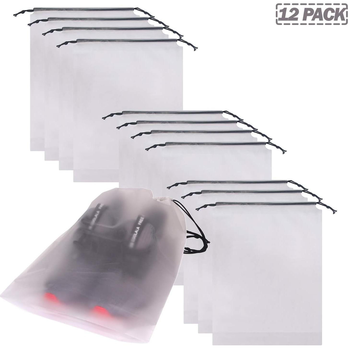 Juego de 12 Bolsas de Zapatos Portátiles Transparentes 32x42cm