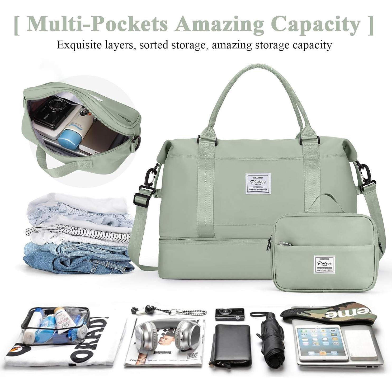 Bolsa de viaje tipo duffel HYC00 con compartimento para zapatos 56x17x45 cm