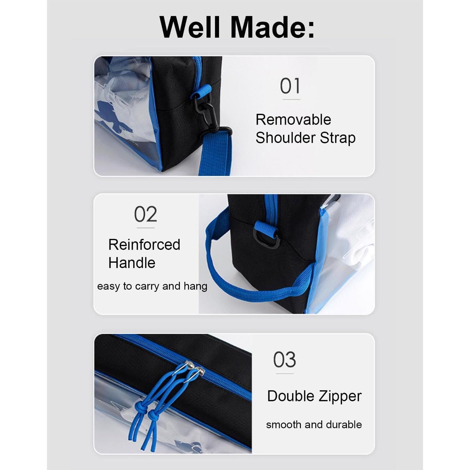 Bolsa de Zapatos de Viaje Oxford con Correa Removible Negra