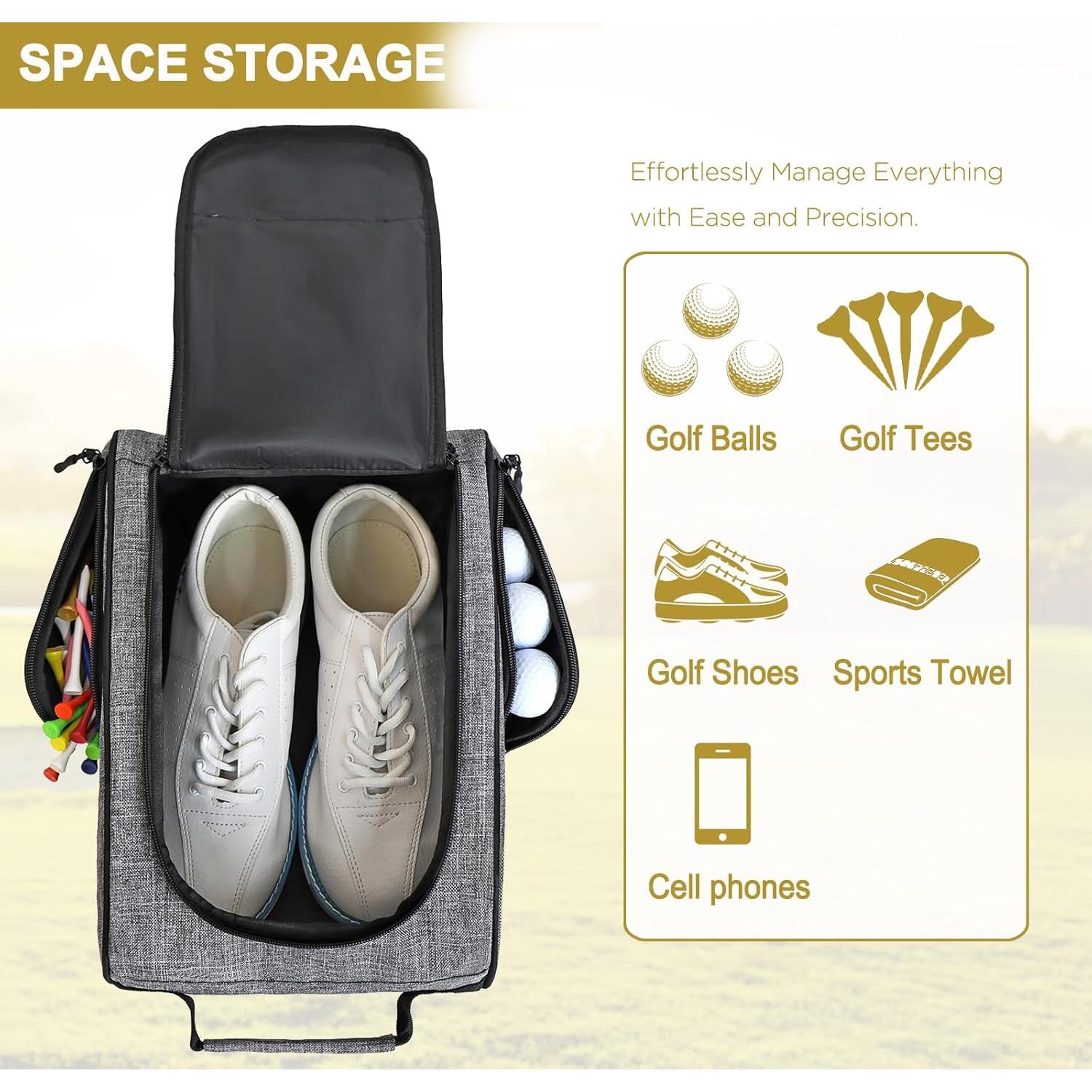 Bolsa de Zapatos de Golf Goloni Gris Acolchada con Ventilación