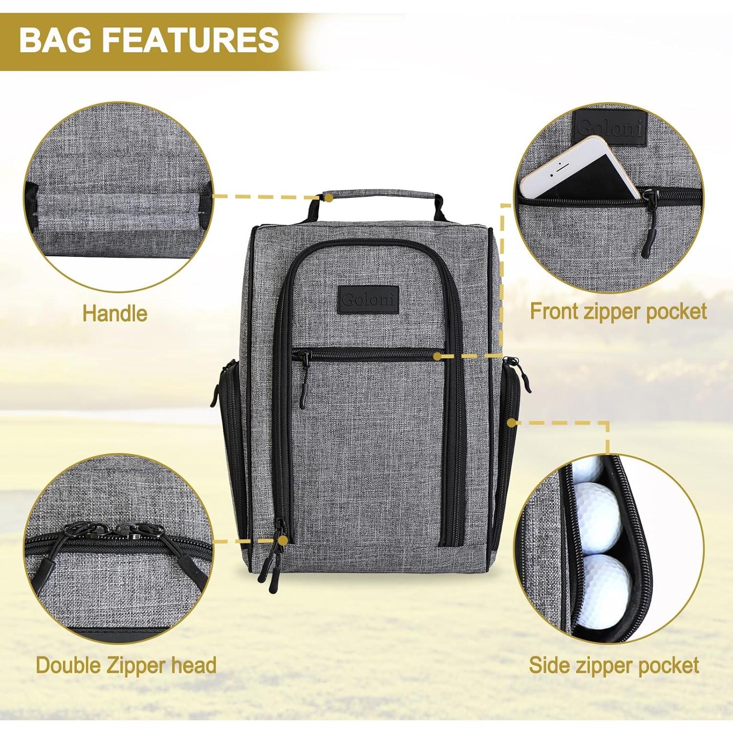 Bolsa de Zapatos de Golf Goloni Gris Acolchada con Ventilación