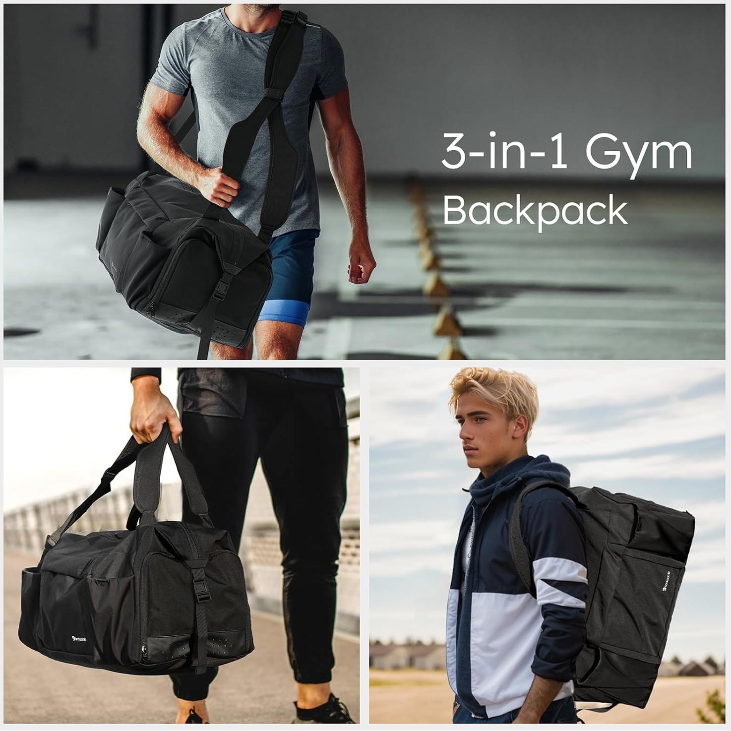 Bolsa de gimnasio impermeable Shenzhenshi 40L con compartimento para zapatos - Negro