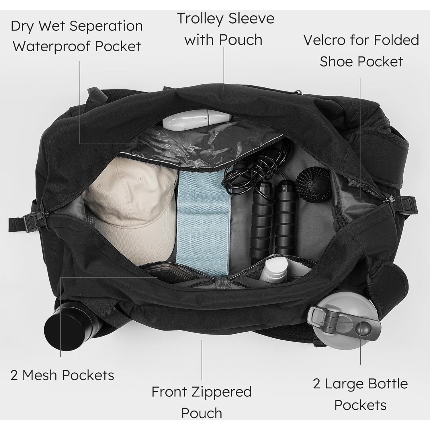 Bolsa de gimnasio impermeable Shenzhenshi 40L con compartimento para zapatos - Negro