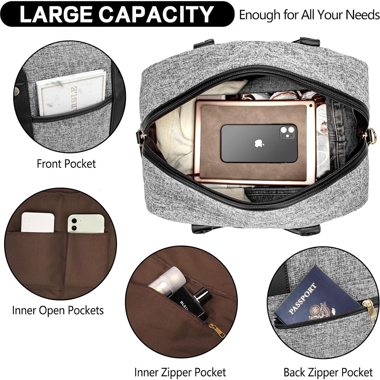 Bolsa de Fin de Semana BOLOSTA Lona Beige 45.7x30.5cm con Compartimento para Zapatos