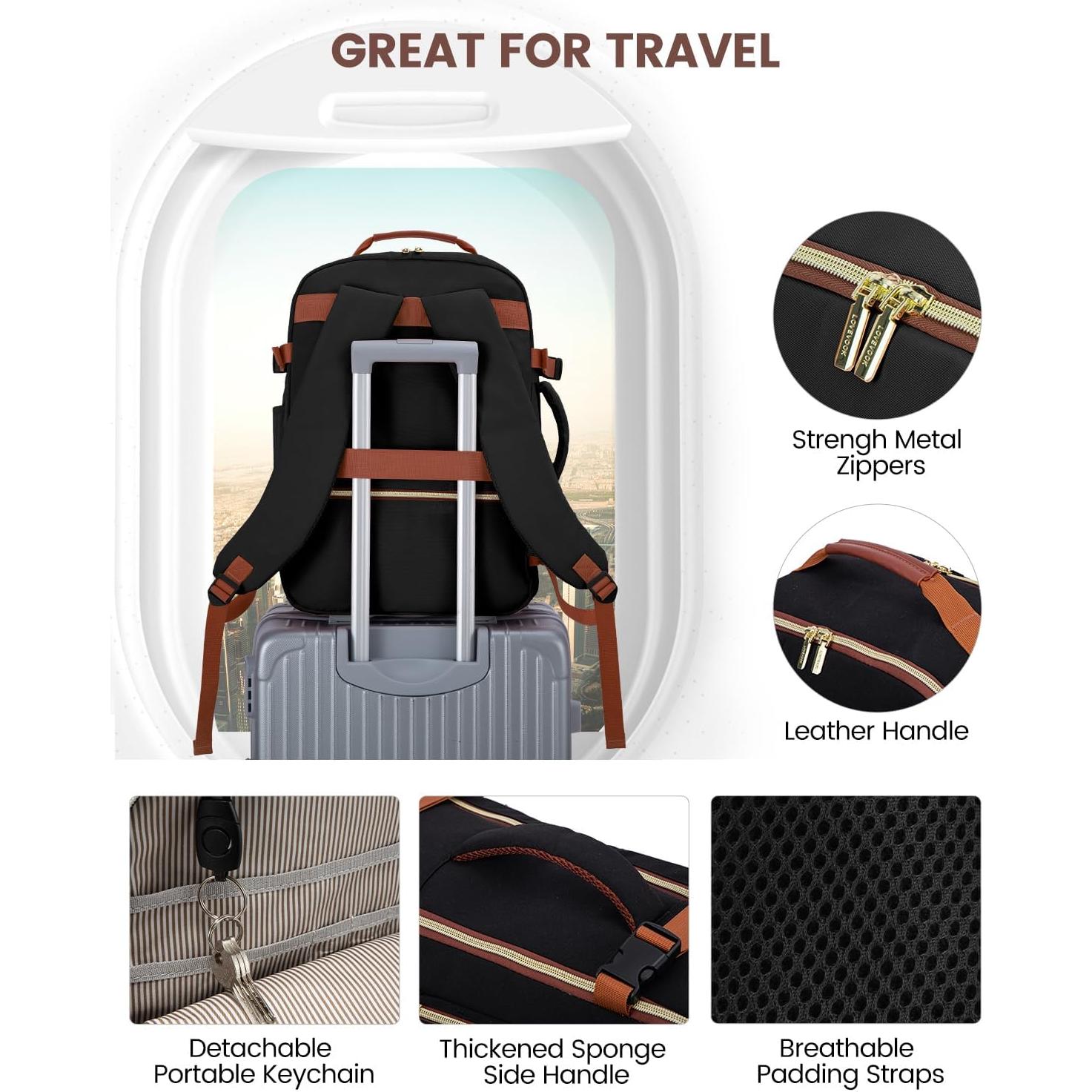 Mochila de Viaje LOVEVOOK 40L Unisex Aprobada por Aerolíneas