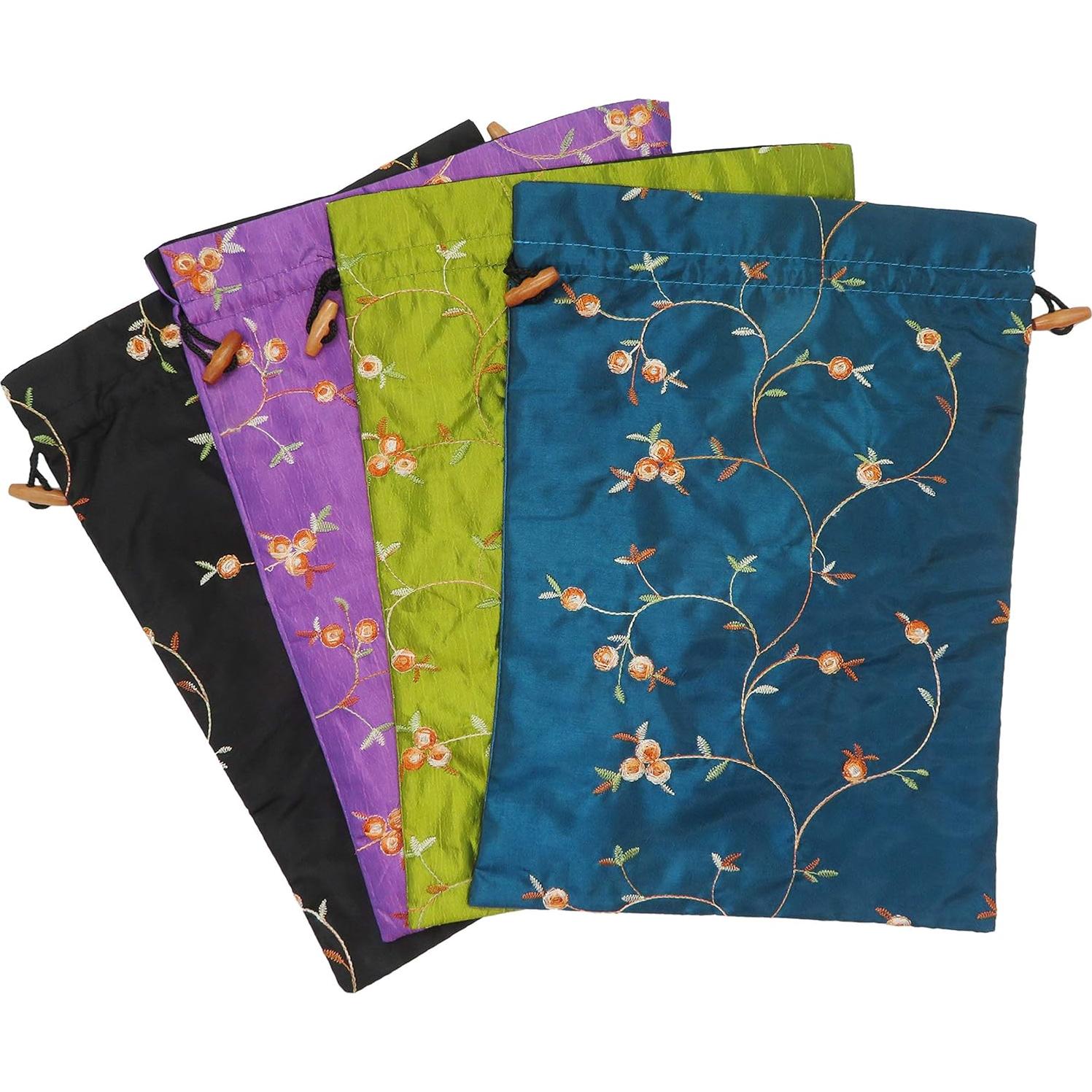 4 Bolsas de Viaje DODOGA con Diseño de Flor Bordada en Seda