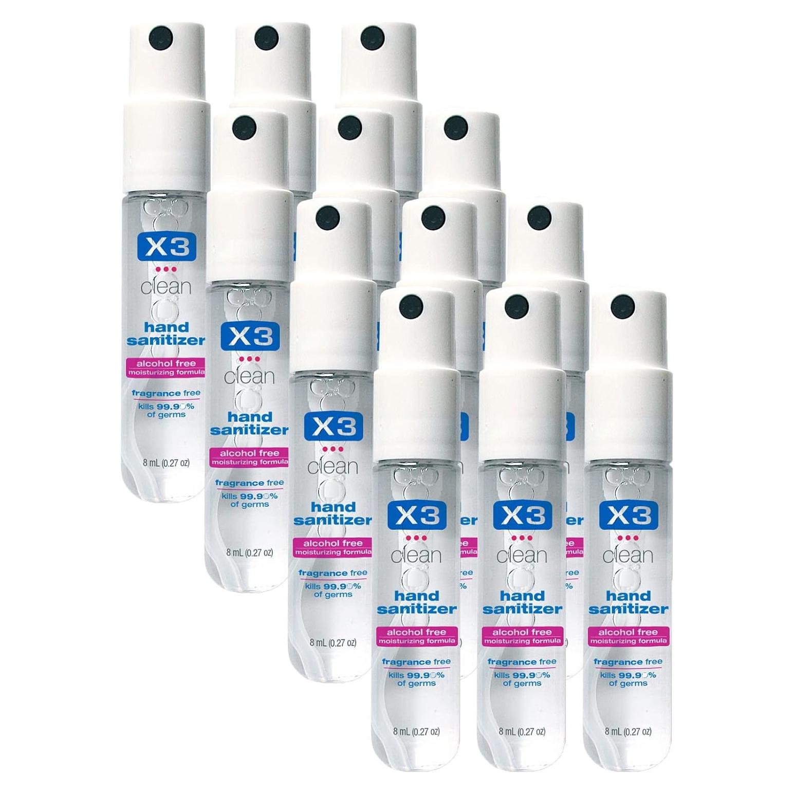 Mini Spray Desinfectante de Manos X3 Clean - Sin Alcohol - 12 Unidades