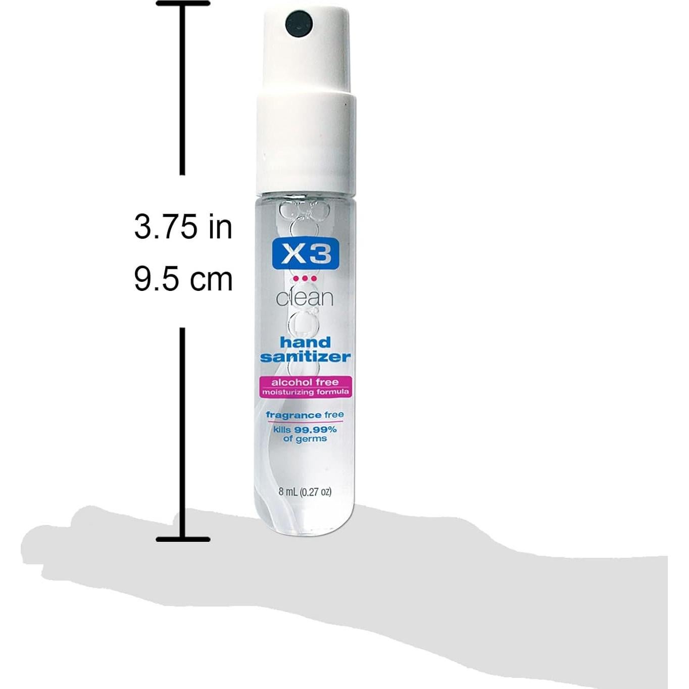 Mini Spray Desinfectante de Manos X3 Clean - Sin Alcohol - 12 Unidades